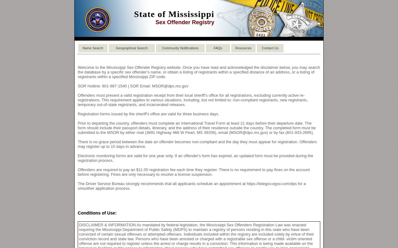 Warren County Mississippi registry photo search disclaimer and choices