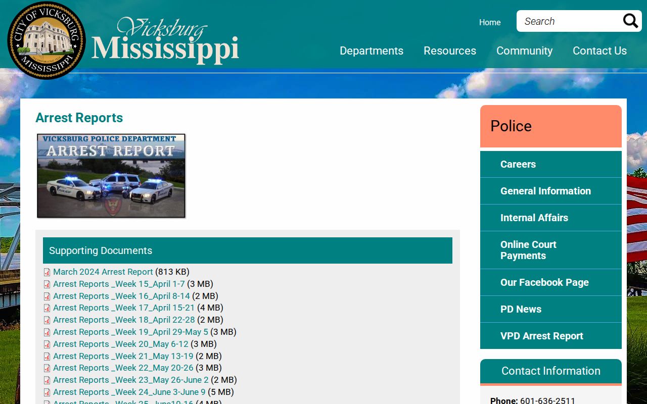 Warren County Vicksburg arrest archive used for 72-hour release leads
