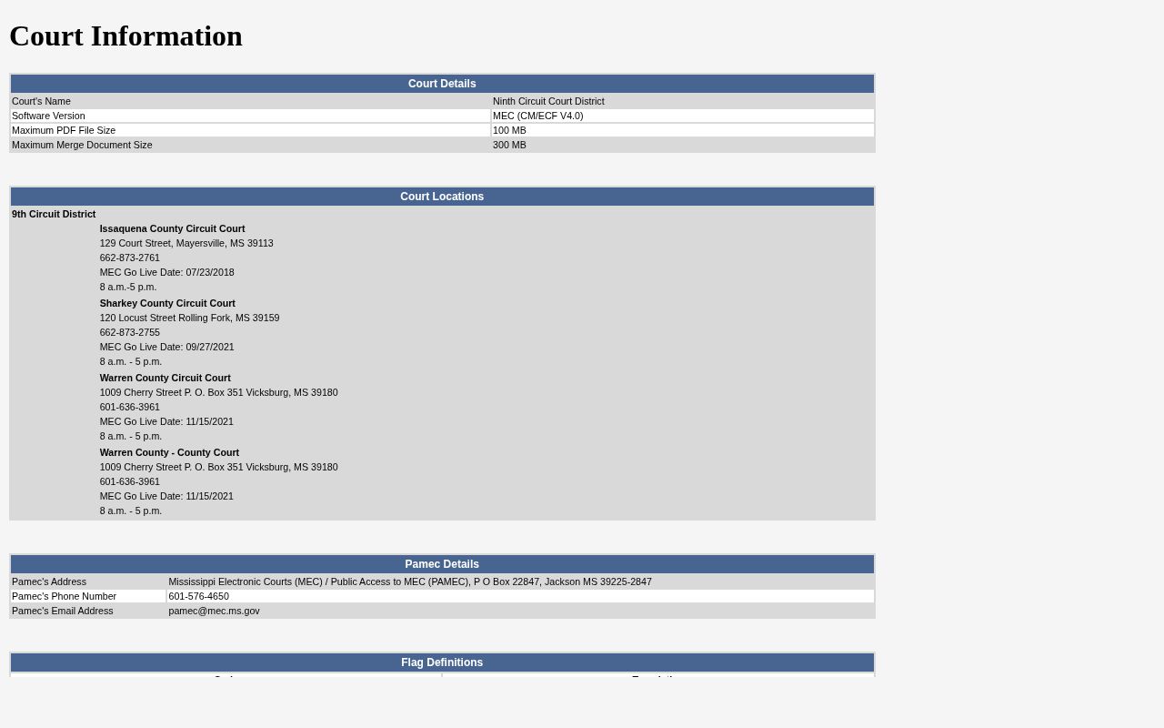 Warren County release court record access and MEC information